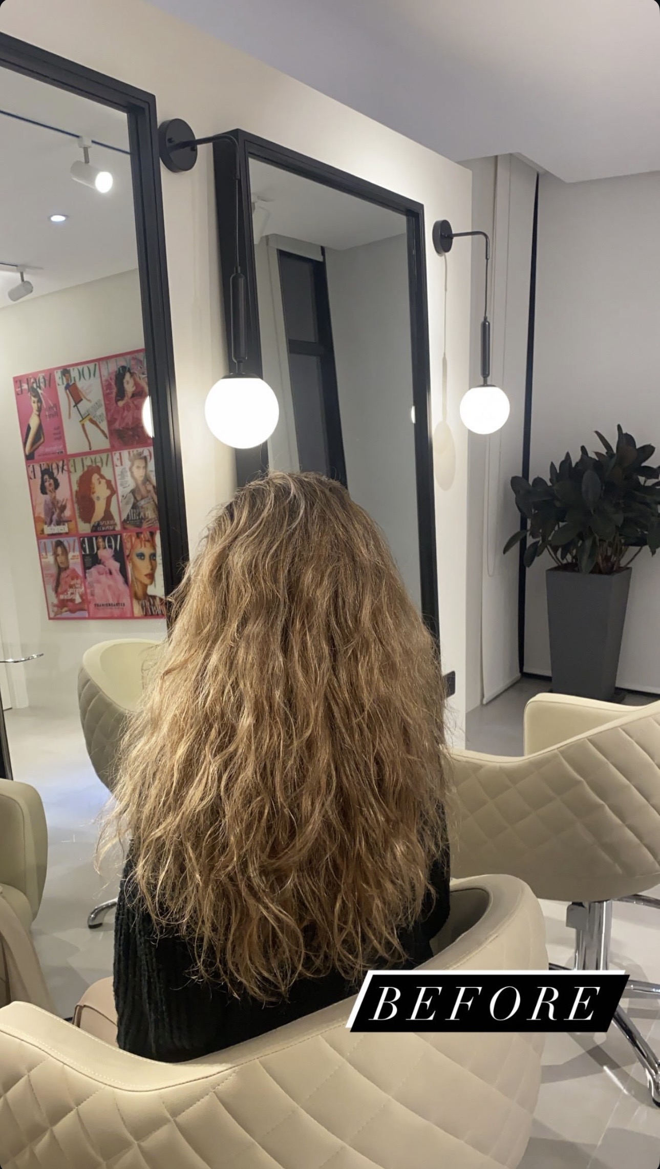Before: natural curly hair